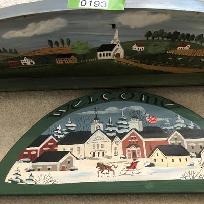 Hand Painted Double Sided Wall Shelf & Winter Wall Plaque -Lot 193