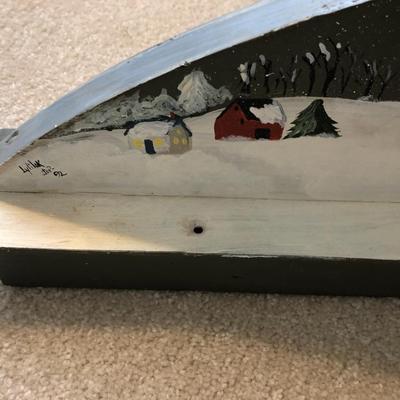 Hand Painted Double Sided Wall Shelf & Winter Wall Plaque -Lot 193