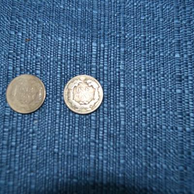 LOT 464. TWO 1857 FLYING EAGLE ONE CENT COINS