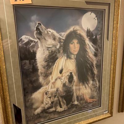 Maija signed & numbered Print Native American, Wolf #1