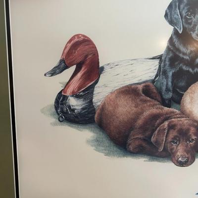 Lab pups with decoy K.M. Hoffman signed 1988 Print
