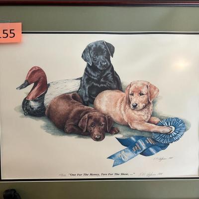 Lab pups with decoy K.M. Hoffman signed 1988 Print