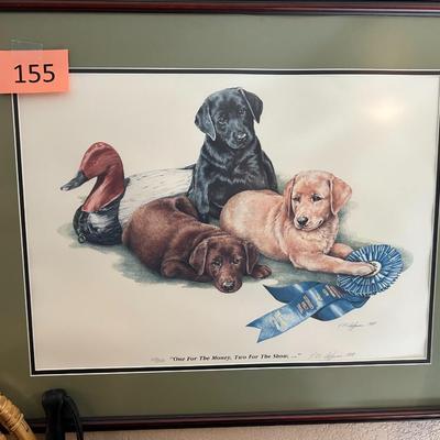 Lab pups with decoy K.M. Hoffman signed 1988 Print