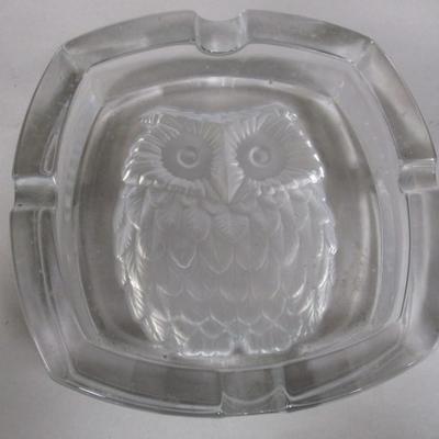Vintage Glass Owl Ashtray