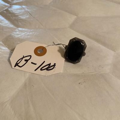 Ornate Black Stone Ring