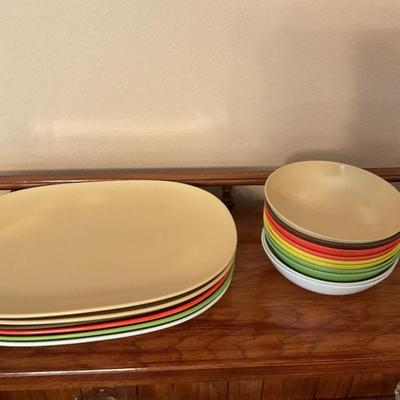 Vintage Set of Colorful Bowls AND Plates