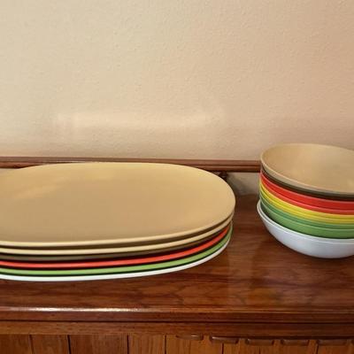 Vintage Set of Colorful Bowls AND Plates
