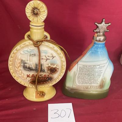 Vintage Kansas & Boot Hill Beam Decanters
