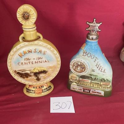 Vintage Kansas & Boot Hill Beam Decanters