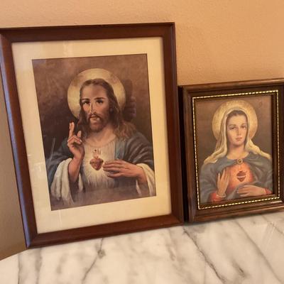 Vintage 1951, Framed Sacred Heart of Jesus and Mary