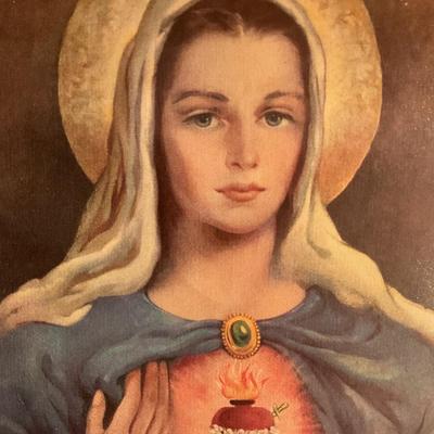 Vintage 1951, Framed Sacred Heart of Jesus and Mary