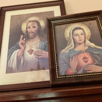 Vintage 1951, Framed Sacred Heart of Jesus and Mary