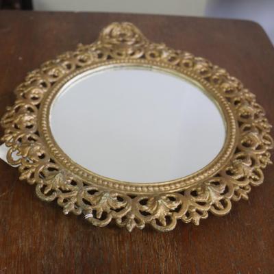 Brass Framed Mirror - 13 x 12 inches