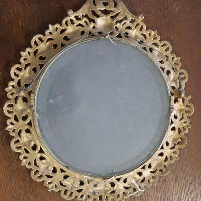 Brass Framed Mirror - 13 x 12 inches