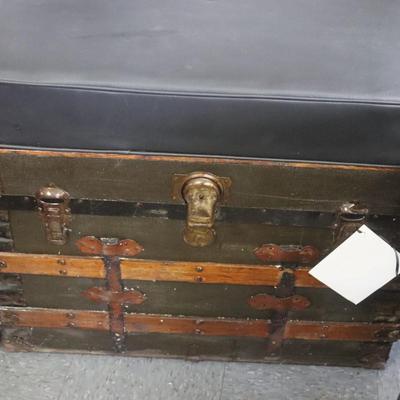 Refinished Trunk with Black Cushion  30 x 18 x 26