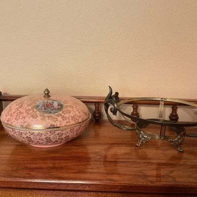 Vintage Porcelain Covered Serving Bowl with Lid