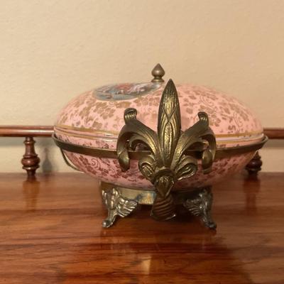 Vintage Porcelain Covered Serving Bowl with Lid