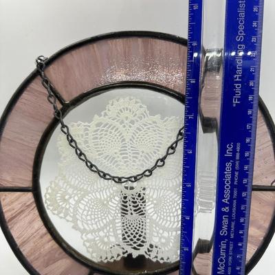 Framed Crochet Doily with Stained Glass Border