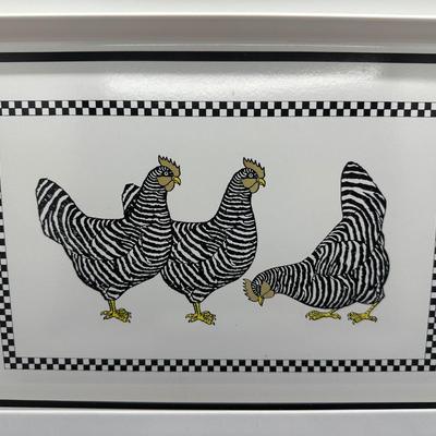 Vtg Hard Plastic Rooster Trays