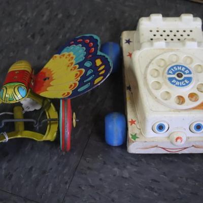 Fisher Price Toy Phone and Tin Butterfly