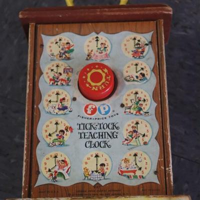 1962 Fisher Price Wooden Toy Clock - Musical Wind up