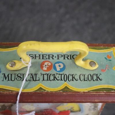1962 Fisher Price Wooden Toy Clock - Musical Wind up