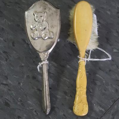2 Baby Brushes - Silver and Celluloid
