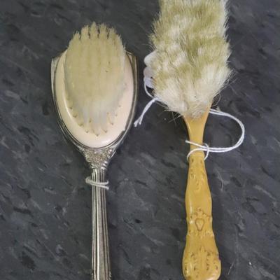 2 Baby Brushes - Silver and Celluloid