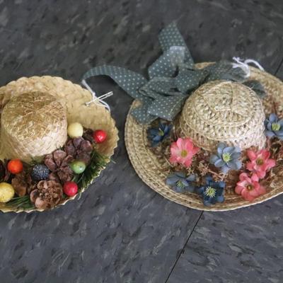 2 Straw Doll Hats