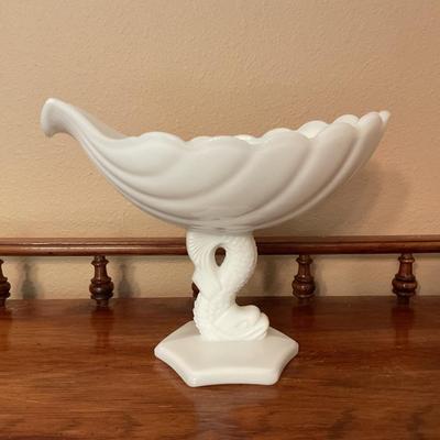 Vintage Westmoreland Dolphin Milk Glass Compote