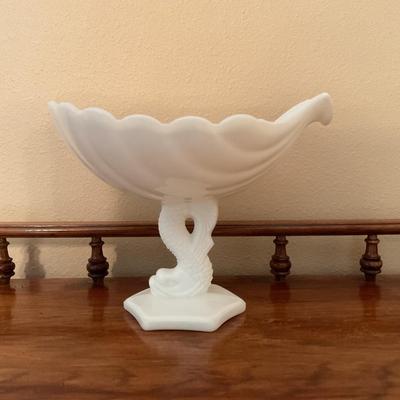 Vintage Westmoreland Dolphin Milk Glass Compote