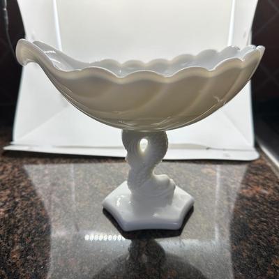 Vintage Westmoreland Dolphin Milk Glass Compote