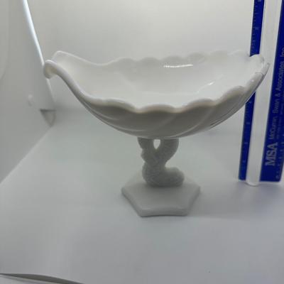 Vintage Westmoreland Dolphin Milk Glass Compote