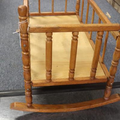Oak Doll Bed - Rocking Cradle - 25 x 13 x 18 inches