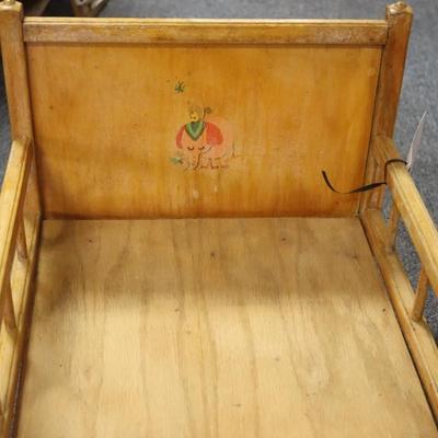 Wooden Doll Bed - 25 1/2 x 15 x 14 inches