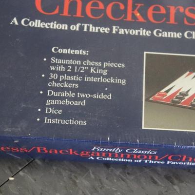 New Unopened Board Game - Chess/Checkers/Backgammon