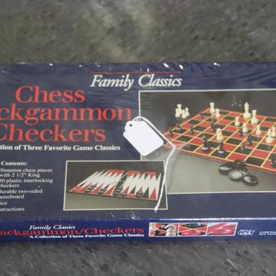 New Unopened Board Game - Chess/Checkers/Backgammon