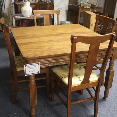 Square Oak Table with 4 Chairs