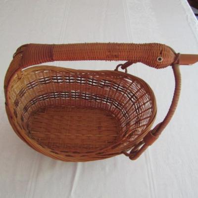 Woven Basket with Goose Design Handle