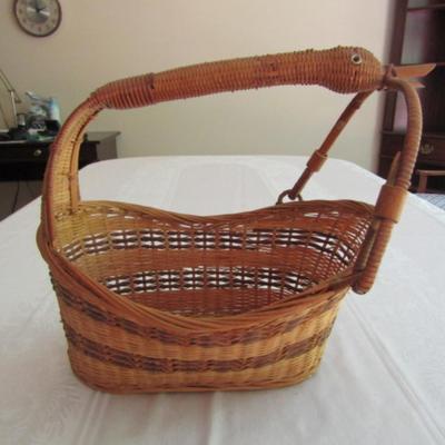 Woven Basket with Goose Design Handle