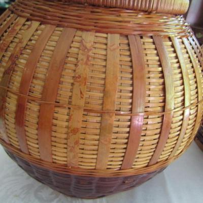 Pair of Urn Design Baskets with Lids