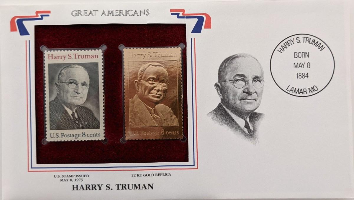 Great Americans Harry S. Truman 22k Gold Stamp Replica First Day