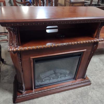 Amish Mahogany Wood Case Twin Star Electric Fireplace Room Heater