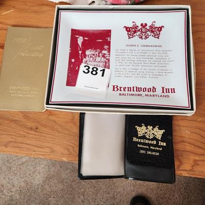 Famous Brentwood Inn Baltimore MD Glass Dish & 1968 Pocket Secretary, Credit card holder