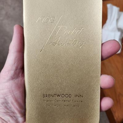 Famous Brentwood Inn Baltimore MD Glass Dish & 1968 Pocket Secretary, Credit card holder