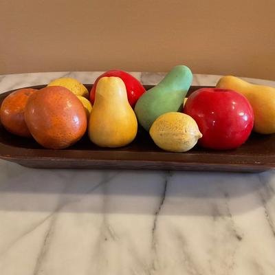 Glass Fruit in Wooden Tray