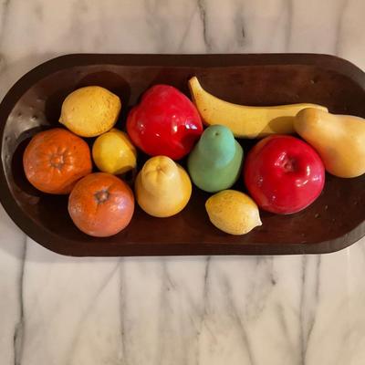 Glass Fruit in Wooden Tray