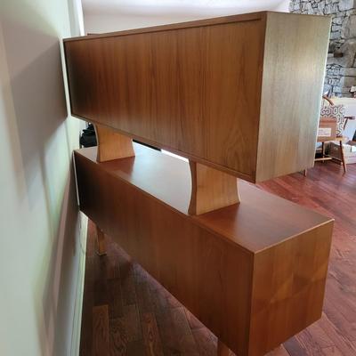 MCM Teak Sideboard and Hutch with Tambour Doors (GR-DW)