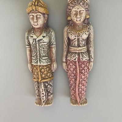 Two beautiful Hindu dolls. 11â€ x 4â€.