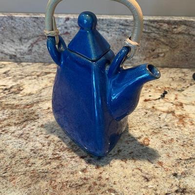 Heavy blue teapot from Bali. 8â€ tall